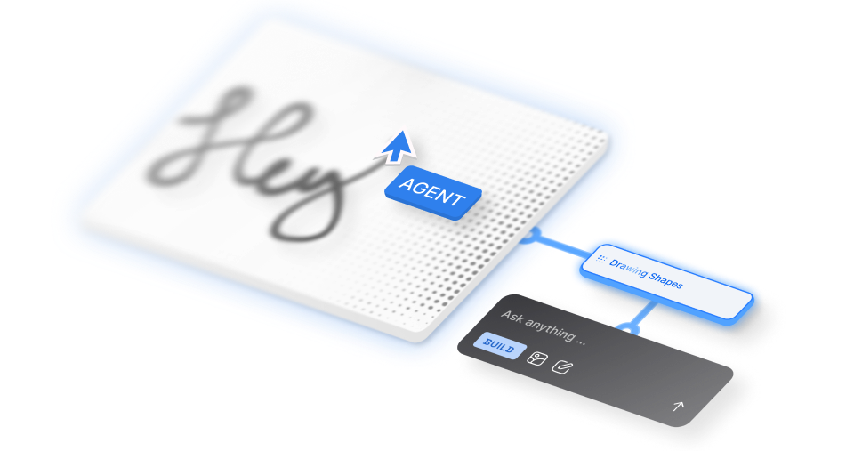 3D illustration of an AI agent drawing on a canvas